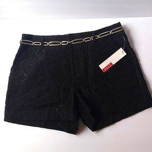 Black Lace Boho Belted Snap Closure Shorts sz 6